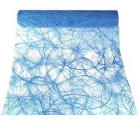 Chemin de Table Sizoweb Maille Ajourée Satinée, 14 Couleurs au Choix, 30 cm x 5 m, Qualité Premium Luxe, Décoration de Table Mariage, Anniversaire, Fêtes (Bleu)