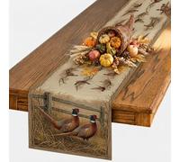 Chemin de table sur le thème de la faune et du faisan - 33 x 274 cm