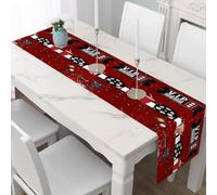 Chemin de Table Thème du Film Cinéma Lavable 40x140cm, Nappe en Lin Vintage Popcorn Décoration de Table Rétro sur-Nappe pour Cuisine et Table Basse