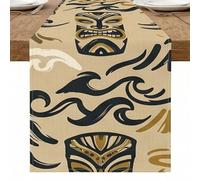 Chemin de table Tiki tropical, motif vagues bohémiennes, décoration d'intérieur, pour rassemblements d'été, fête sur la plage, 33 x 183 cm