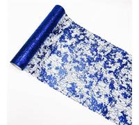 Chemin De Table Tissu Chemin de table métallique scintillant doré et argenté, fin, à paillettes, en feuille métallique, for décoration de fête d'anniversaire ou de mariage(Royal Blue,11 in X 3Yards)