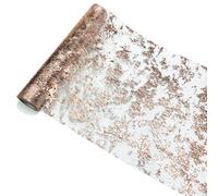 Chemin De Table Tissu Chemin de table métallique scintillant doré et argenté, fin, à paillettes, en feuille métallique, for décoration de fête d'anniversaire ou de mariage(Rose Gold,11 in X 3Yards)