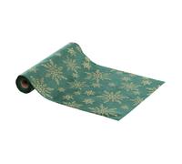Chemin de table Tissu en Velours Vert avec Flocons pailletés dorés 28 x 300 cm - Feeric Christmas