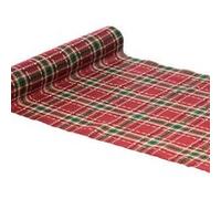 chemin de table tissu tartan paisley 28cmx3m rouge - 12314