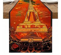 Chemin de table Tour de Paris, design artistique vintage parisien pour décoration de salle à manger d'automne et réunions de vacances 33 x 183 cm