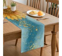 Chemin de table tournesol, motif floral aquarelle vif pour décoration de salle à manger printanière, parfait pour la maison, les réunions de famille et les célébrations de vacances, 33 x 183 cm