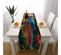 Chemin de Table Tropical Perroquet Tischläufer de Noël 40x140cm, Christmas Nappe Décorative Animaux Sauvages Feuille Décoration de Table d'hiver Jungle Monstera pour Festival