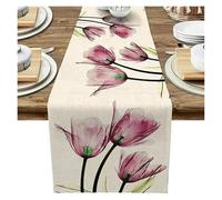 Chemin de Table Tulipe Bleu for à Manger, décoration Cuisine, Nappe Anti-Taches(ABC115)