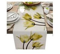 Chemin de Table Tulipe Bleu for à Manger, décoration Cuisine, Nappe Anti-Taches(ABC116)