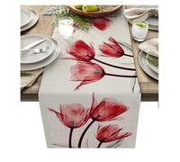 Chemin de Table Tulipe Bleu for à Manger, décoration Cuisine, Nappe Anti-Taches(ABC117)