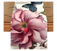 Chemin de Table Tulipe Bleu for à Manger, décoration Cuisine, Nappe Anti-Taches(ABC120)