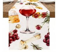Chemin de table vin et fromage, décoration gastronomique élégante pour dîner d'automne, parfait pour les réunions de Thanksgiving 33 x 183 cm