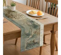 Chemin de table vintage à fleurs vertes rustiques botaniques d'automne pour cuisine, salle à manger, maison, dîners de famille, vacances, fournitures de fête 33 x 183 cm