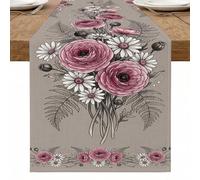 Chemin de table vintage à motif floral de pêche, élégant et rustique, décoration de cuisine, salle à manger, pour la maison, les réunions de famille, les fêtes de fin d'année, 33 x 228,6 cm