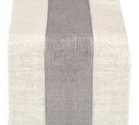 Chemin de table vintage en toile de jute naturelle, pour mariages et fêtes, conçu pour résister à une utilisation fréquente tout en ajoutant un charme rustique aux tables et décorations (gris et blanc