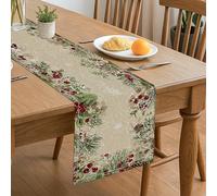 Chemin de table vintage rustique, motif floral pommes de pin pour vacances, cuisine, salle à manger, parfait pour les réunions de famille et les fêtes d'hiver, 33 x 183 cm