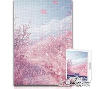 Chemin des Fleurs Roses - Puzzle de 1000 pièces pour Adolescents - Activité éducative et logique - Cadeau Unique et Plein de tendresse - Dimensions 50x75cm