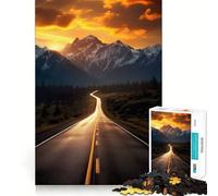 Chemin du Coucher de Soleil sur Les Montagnes Puzzle de 1000 pièces pour Adolescents Jouet cognitif et de Loisirs Assemblage de Motifs Pièce d'art 38x26cm