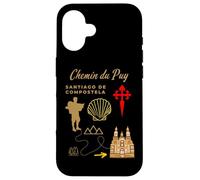 Chemin du PUY Saint-Jacques-de-Compostelle Pilgrim avec Carte Coque pour iPhone 16