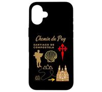 Chemin du PUY Saint-Jacques-de-Compostelle Pilgrim avec Carte Coque pour iPhone 16 Plus