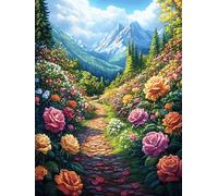 Chemin Fleuri dans la vallée montagneuse 1000 Pièces Puzzle Collectionneur en Carton Haute Densité Ã‰Pais Mythes Animal Plante Haute Difficulté Décoration Murale Oeuvre d'art Cadeau Noã