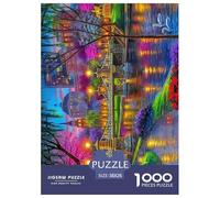 Chemin Fleuri en Ville la Nuit Puzzle 1000 Pièces - Jeu Éducatif & Artistique, Qualité Top, Défi À Partager, Affichage Déco, 38x26cm/1000pcs