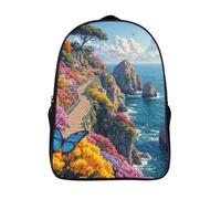 chemin fleuri sac à dos d'école mode 2 compartiment à la mode et durable imperméable école sacs pour élève d'école scène côtière sacs à dos 3d imprimés-16,Unisexe pour l'école les voyages affaires