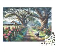Chemin Rural avec Chien Puzzles 1000 Pièces Papier recyclé pour Adultes Puzzle pour Adultes Impossible Difficile Stimulant Excellente idée Cadeau pour Hommes et pour Femmes 38x26cm/1000pcs