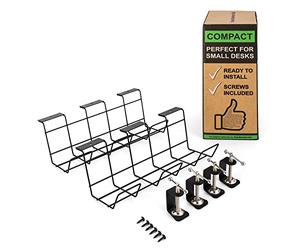 Chemin Scandinavian Hub pour Organiser Les Câbles sous Le Bureau avec Pinces - Noir - Support en Métal pour Fils - Solide & Robuste-Support de Câbles - Pas de Perçage de Tables-Bureau ou Maison