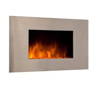 CHEMIN ARTE - Cheminée électrique Murale Pure Inox 90 cm Effet Flammes LED, Chauffage programmable, Télécommande