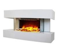 Chemin’Arte Cheminée Électrique Murale Design Lounge Médium - Blanche - Effet Flammes LEDs - Conçue en France - Chauffage 2000W avec Thermostat électronique - Garantie 2 Ans