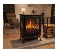 CHEMIN'ARTE - Cheminée électrique à poser Fire Glass noir avec Effet flamme 3D, Chauffage, Zéro entretien