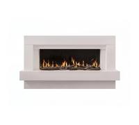 CHEMIN'ARTE Cheminée électrique Linea Blanche 3XL 152cm à Poser au Sol avec Effet Flammes LEDs 7 Couleurs - WiFi - Crépitement des Flammes - Conçue en France - Garantie 2 Ans