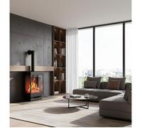 CHEMIN'ARTE - Cheminée électrique à poser Majestic avec conduit décoratif - Effet flamme 3D, Crépitement des flammes, Chauffage