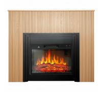 CHEMIN'ARTE Cheminée électrique Ambra à Poser au Sol avec Effet Flammes LEDs - Tasseaux Bois - 119x25x94cm - Chauffage 2000W Thermostat électronique - Télécommande - Conçue en France - Garantie 2 Ans
