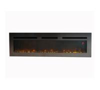 CHEMIN'ARTE Cheminee électrique encastrable 150cm Brite inox Effet flammes LED, Chauffage programmable, Télécommande