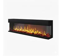 CHEMIN'ARTE- Cheminée électrique Encastrable 3D 180 cm Effet Flammes LED, Chauffage programmable, Télécommande