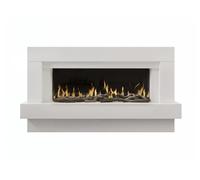 Chemin'Arte Cheminée électrique Linéa blanche à poser — flammes LED, WIFI, télécommande