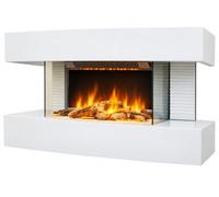 Chemin'Arte Cheminée électrique murale Lounge Médium Blanche 82 cm LED Effet flammes 2000W