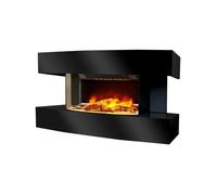 CHEMIN'ARTE - Cheminée électrique Murale Lounge Médium Noire 82 cm Effet Flammes LED, Chauffage programmable, Télécommande