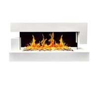 CHEMIN'ARTE - Cheminée électrique Murale Quartz 3XL 152 cm - Blanche avec Effet Flammes LED, Chauffage programmable, Télécommande