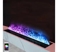 Cheminée 3D atomisée, cheminée électrique encastrée avec écran LCD, cheminée à vapeur avec télécommande et contrôle par application, couleurs de flamme réglables, flamme couleur réaliste