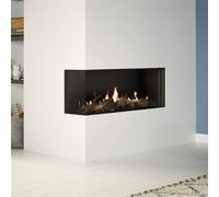 Cheminée à gaz DRU Global 100 BF Corner RCE Gauche, Ceraglas noir, Erdgas G20 (H/E)