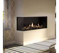 Cheminée à gaz DRU Global 120 BF Corner RCE Gauche, Ceraglas noir, Erdgas G20 (H/E)