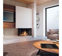 Cheminée à gaz DRU Maestro 105/2-01 RCH Gauche, Gaz naturel G20 (H/E) sans PowerVent, Schwarz glatt, LED, CV-Glas