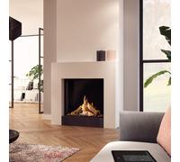 Cheminée à gaz DRU Maestro 75 RCH Gaz naturel G25 (L/LL) sans PowerVent, Schwarz glatt, LED, CV-Glas