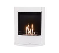 Cheminée bio au sol, design rectangulaire en acier blanc PURLINE Blanc