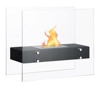 HOMCOM Cheminée éthanol en métal et Verre trempé avec réservoir 1,5 L, environ 3 h de durée de combustion Couverture 25 m² 60L x 26l x 50H cm
