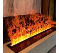 Cheminée à vapeur 3D encastrée avec effet flamme LED multicolore, cheminée électrique atomisée ultra fine à fixation murale avec système de remplissage d'eau automatique 04,100 cm