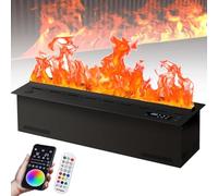 Cheminée à Vapeur d'eau & Cheminée à Brumisation Intelligente 3D, Télécommande & App, Flammes Vapeur 3D Réalistes 128 Couleurs,Humidificateur de Cheminées Décoratif à Vapeurs d'eau